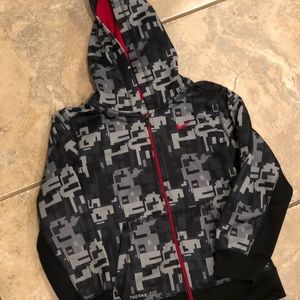 Nike -black & white geo with red therma-Dri hoodie